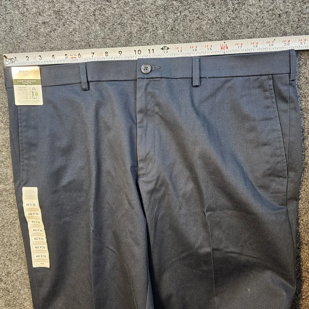 Haggar Wrinkle Free Performance Khaki Pants 40x32(29) Dark Navy Straight Comfort